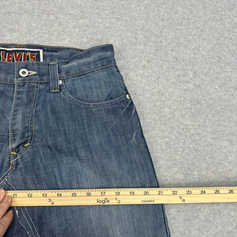 Levi's 527 Denim Skirt WMNS 30 Blue Raw Hem Zip Fly A-Line Reworked Upcycle Vtg - Picture 7 of 8